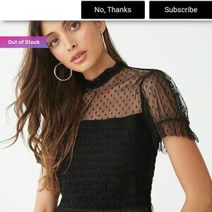 Scobe Sheer Polka Dot Short Sleeve Top